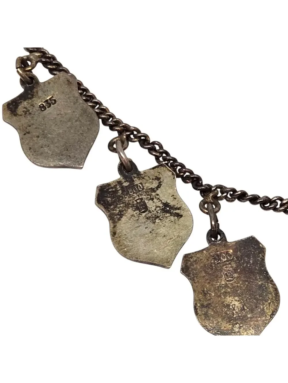 Vintage German City Crest Charm BRACELET, Six Enamel Travel SOUVENIR 800 SILVER